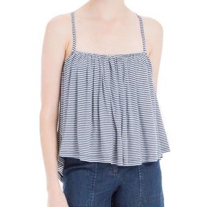 Max Studio Hi-Lo Blue Stripe Babydoll Tank
